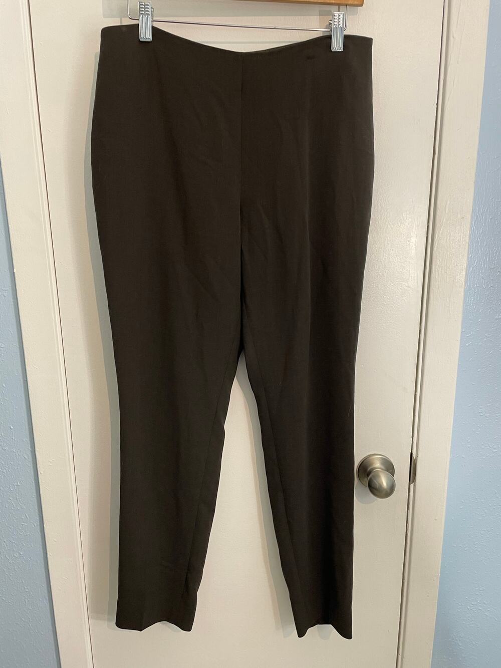 Akris Trouser Dress Pants Size 30 Brown Wool High Rise Tapered Leg Preppy Twee